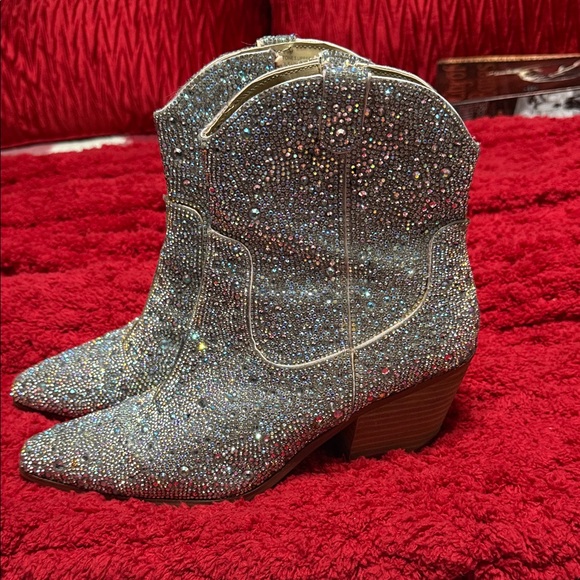 Betsey Johnson Shoes - Betsey Johnson Glittering Silver Ankle Booties